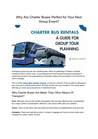 Why Are Charter Buses Perfect for Your Next Group Event?