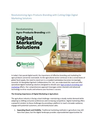 Revolutionizing Agro-Products Branding with Cutting-Edge Digital Marketing Solutions