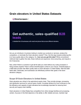 Grain elevators in United States Datasets