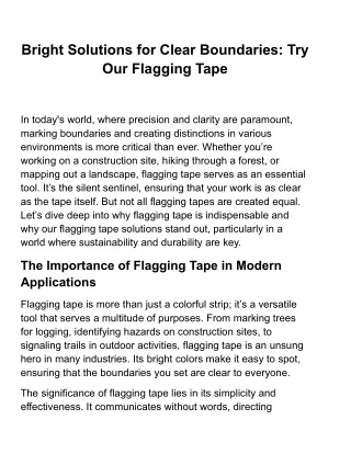 Why Flagging Tape is the Unsung Hero of Your Toolkit
