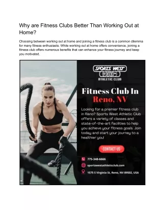 why are fitness clubs better than working