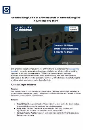 Understanding Common ERPNext Errors in Manufacturing and How to Resolve Them