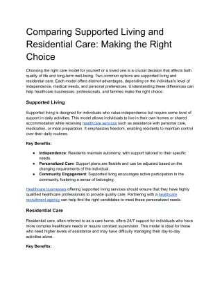Comparing Supported Living and Residential Care_ Making the Right Choice