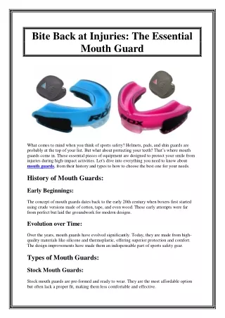 Bite Back at Injuries The Essential Mouth Guard