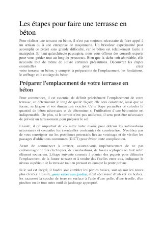 Étapes clés pour créer une terrasse en béton réussie