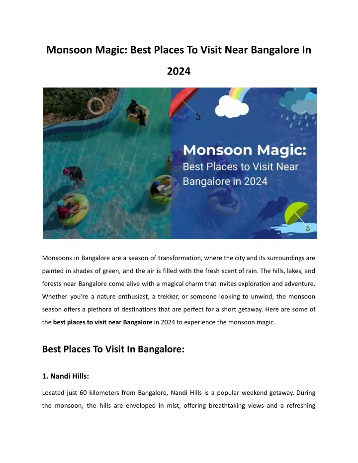 monsoon magic best places to visit near bangalore