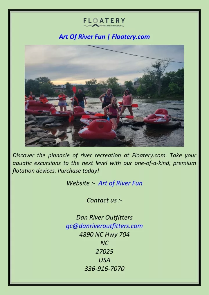 art of river fun floatery com