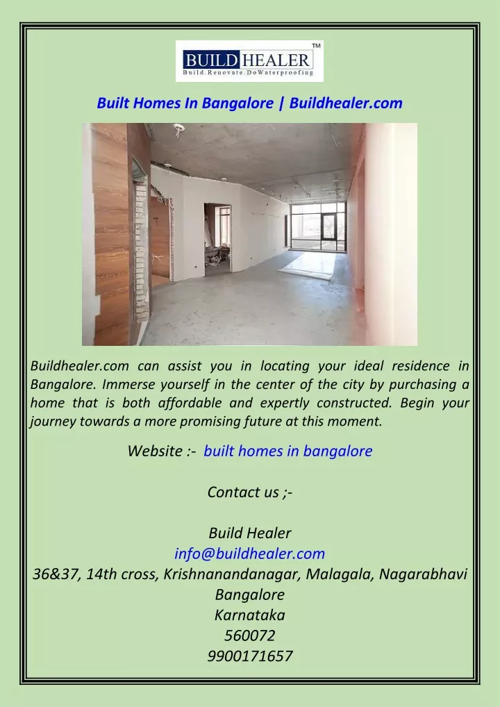 built homes in bangalore buildhealer com