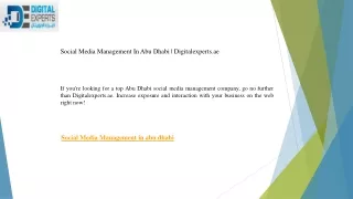 Social Media Management In Abu Dhabi | Digitalexperts.ae