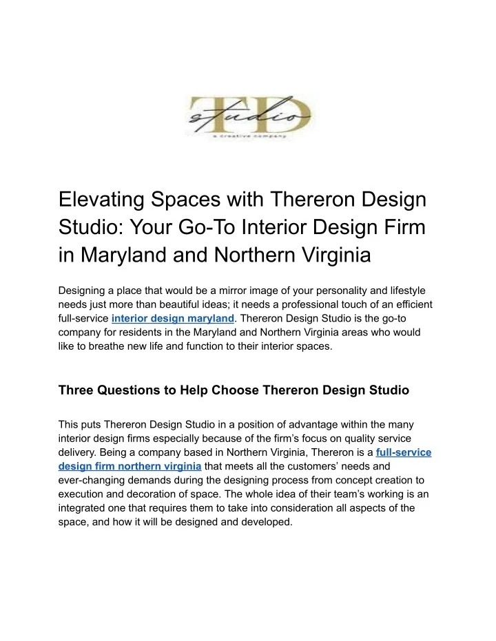 PPT - Elevating Spaces with Thereron Design Studio_ Your Go-To Interior ...