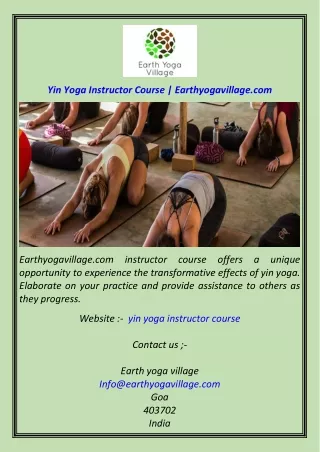 yin yoga instructor course earthyogavillage com