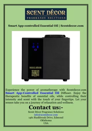 Smart App-controlled Essential Oil  Scentdecor.com