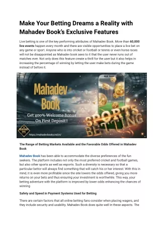 Make Your Betting Dreams a Reality with Mahadev Book’s Exclusive Features