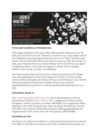 terms and conditions of website use