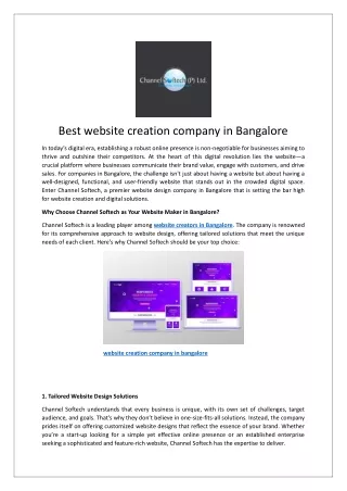 Best website creation company in Bangalore