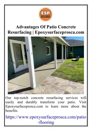 Advantages Of Patio Concrete Resurfacing | Epoxysurfaceprosca.com