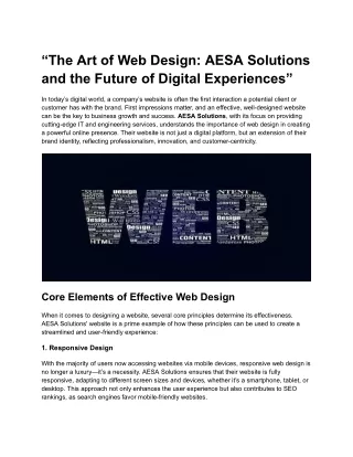 “The Art of Web Design: AESA Solutions and the Future of Digital Experiences”
