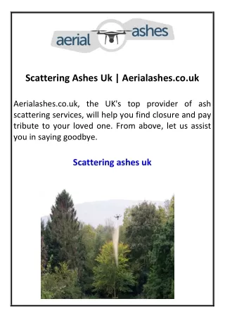 Scattering Ashes Uk Aerialashes.co.uk