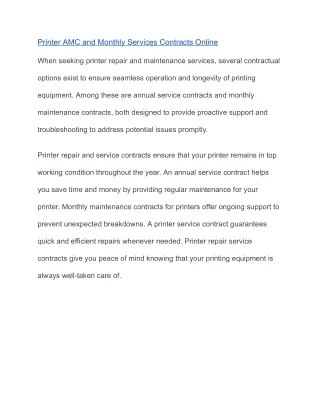 Printer AMC and Monthly Services Contracts Online (1)