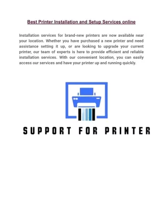 Best Printer Installation and Setup Services online