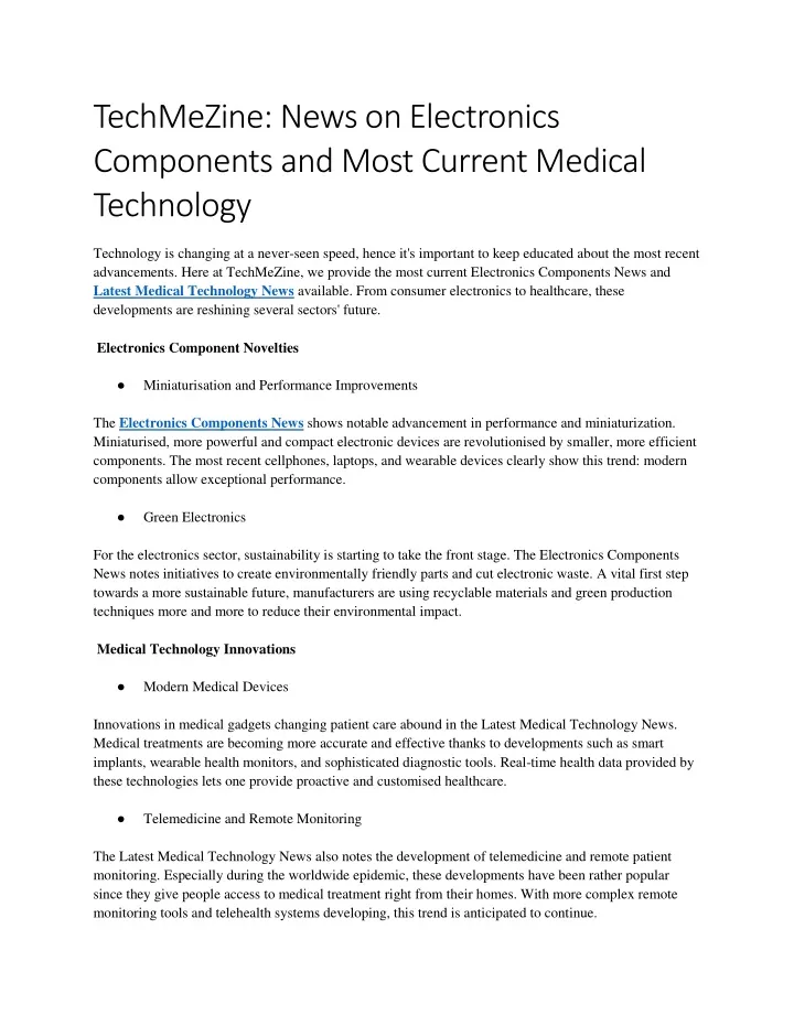 techmezine news on electronics components