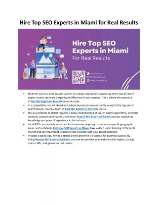 Hire Top SEO Experts in Miami for Real Results