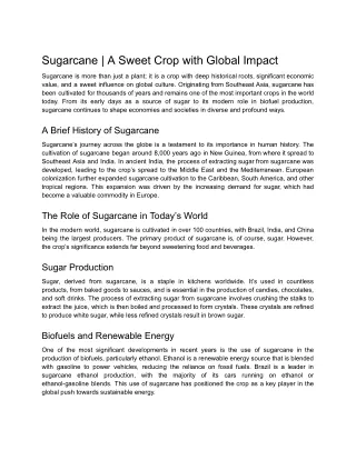 sugarcane a sweet crop with global impact