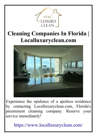 Cleaning Companies In Florida | Localluxuryclean.com