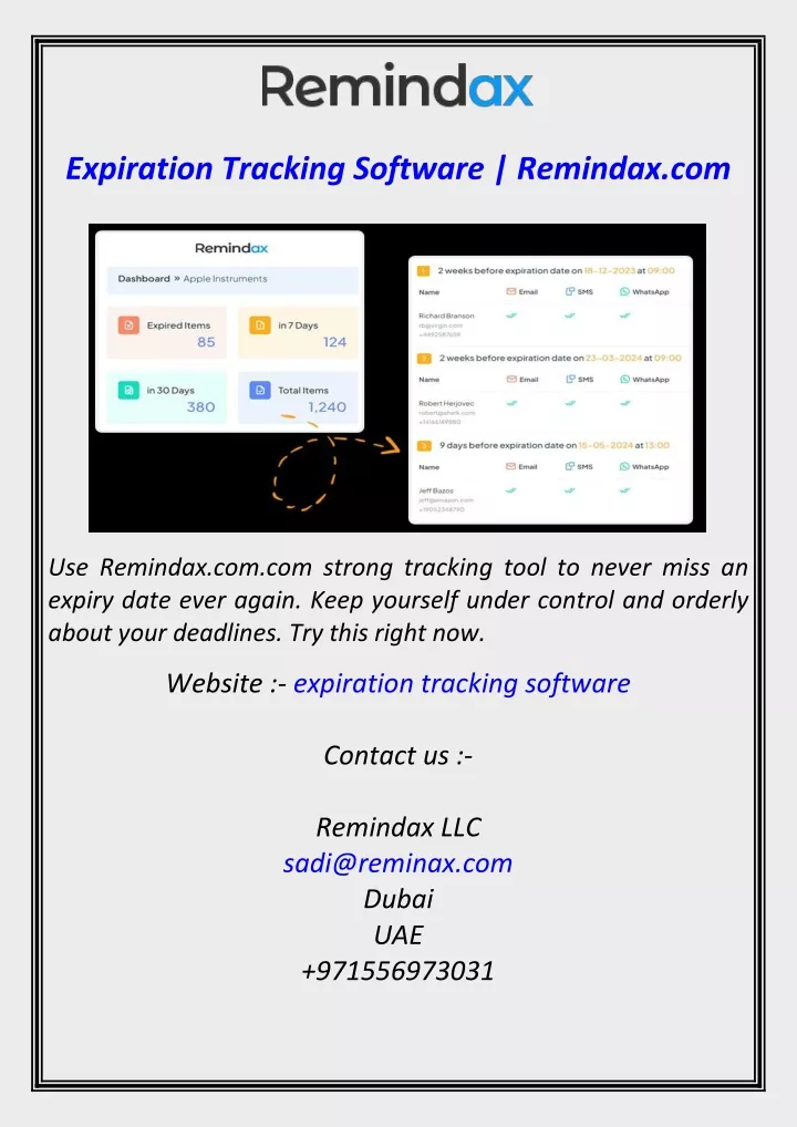 expiration tracking software remindax com