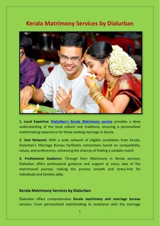 Kerala Matrimony Services by Dialurban