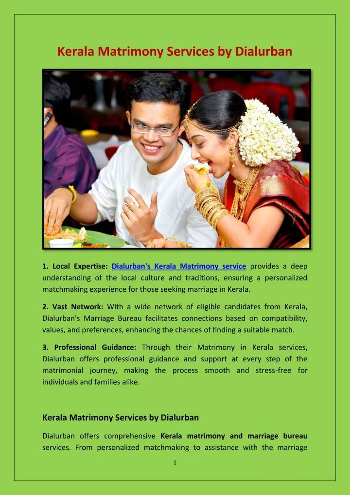 kerala matrimony services by dialurban