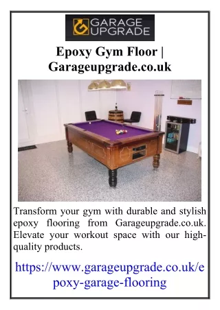 Epoxy Gym Floor | Garageupgrade.co.uk