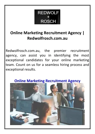 Online Marketing Recruitment Agency  Redwolfrosch.com.au