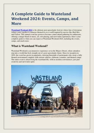 A Complete Guide to Wasteland Weekend 2024: Events, Camps, and More