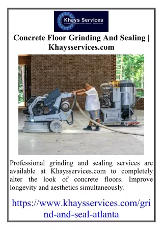 Concrete Floor Grinding And Sealing | Khaysservices.com