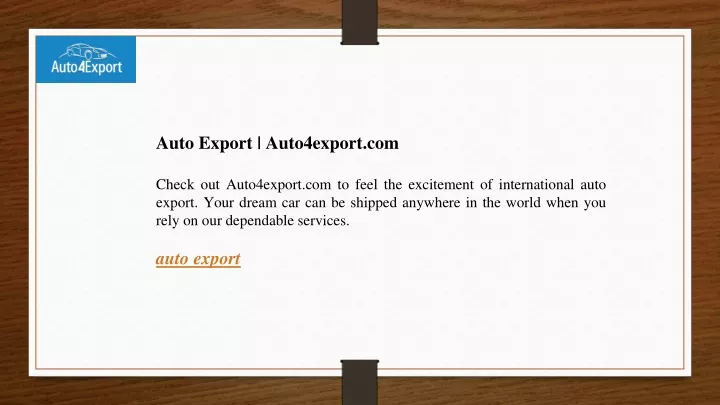 auto export auto4export com check out auto4export