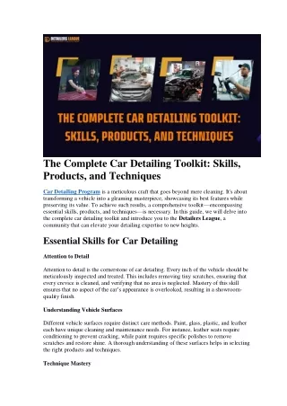 the complete car detailing toolkit skills