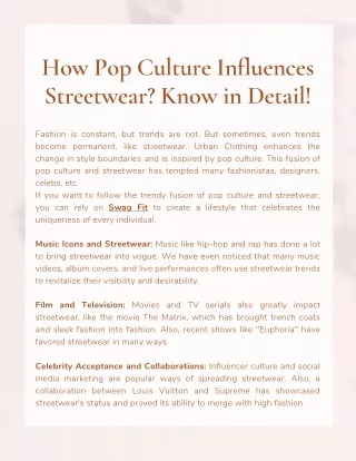 How Pop Culture Influences Streetwear? Know in Detail!