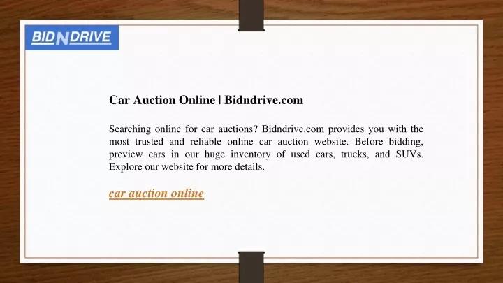 car auction online bidndrive com searching online