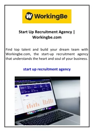 Start Up Recruitment Agency Workingbe.com