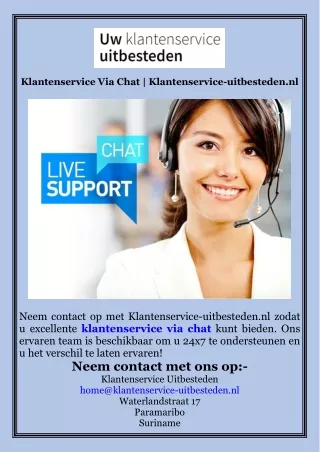 Klantenservice Via Chat  Klantenservice-uitbesteden.nl