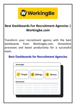 Best Dashboards For Recruitment Agencies  Workingbe.com