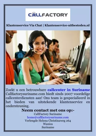 Callcenter in Suriname  Callfactorysuriname.com