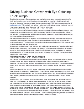 Driving Business Growth with Eye-Catching Truck Wraps
