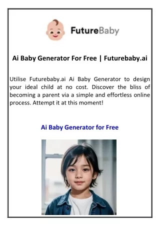Ai Baby Generator For Free Futurebaby.ai
