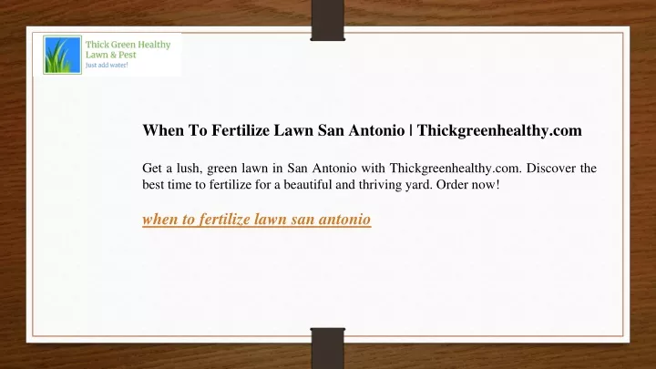 when to fertilize lawn san antonio