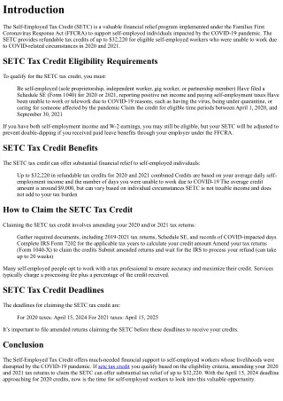 SETC Tax Credit Guide