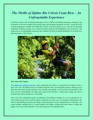 the thrills of zipline rio celeste costa rica