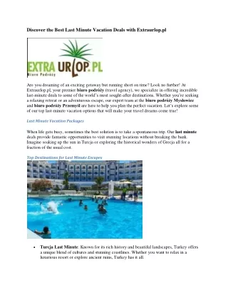 discover the best last minute vacation deals with