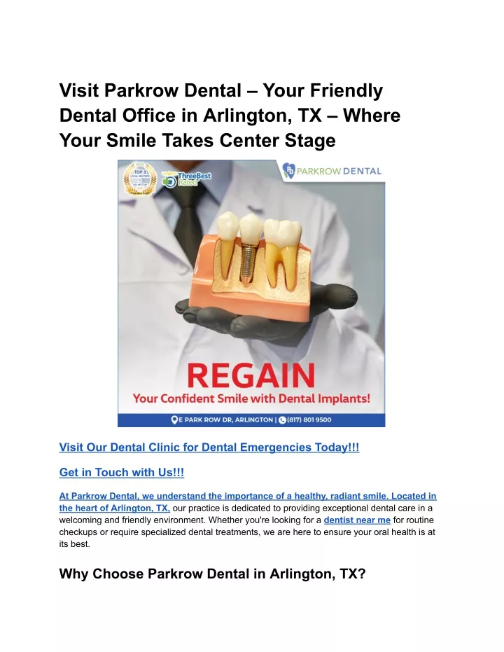 visit parkrow dental your friendly dental office